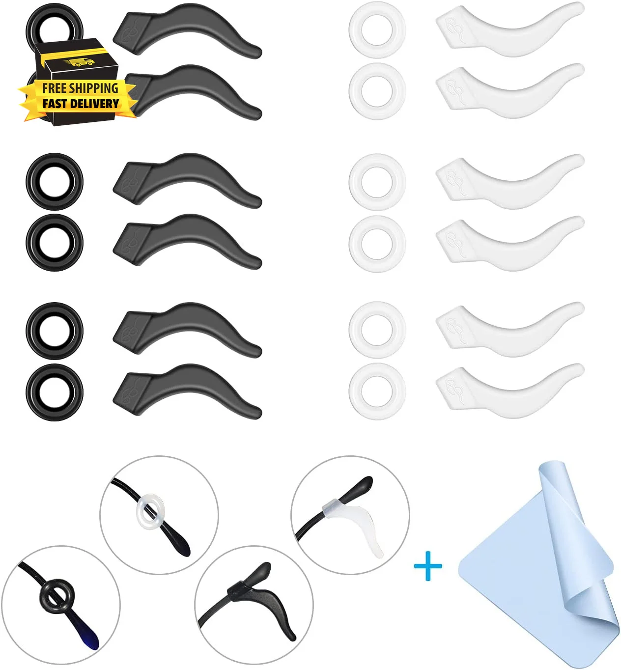 12 Pairs Eyeglasses Ear Grips, anti Slip Eyeglass Retainer, Premium Silicone Ea