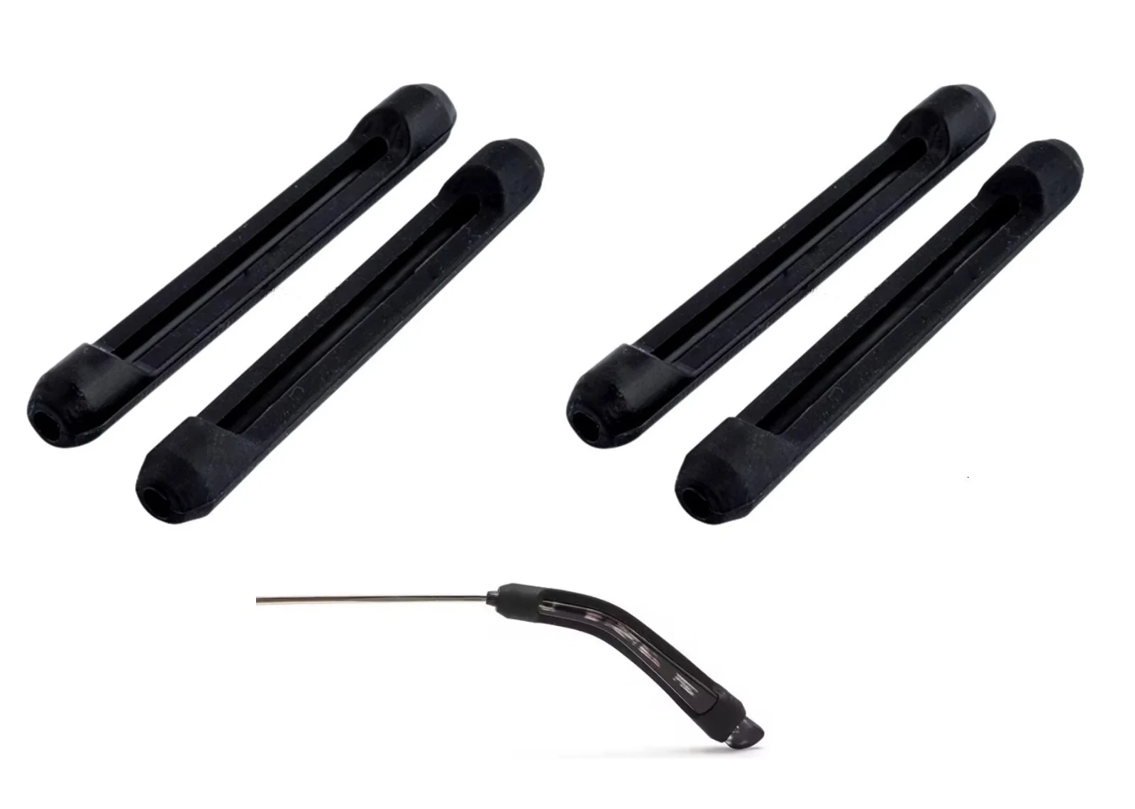 2 Pair 4Pc Black Soft Silicone Eyeglasses Temple Tips Sleeve Retainer Sunglasses
