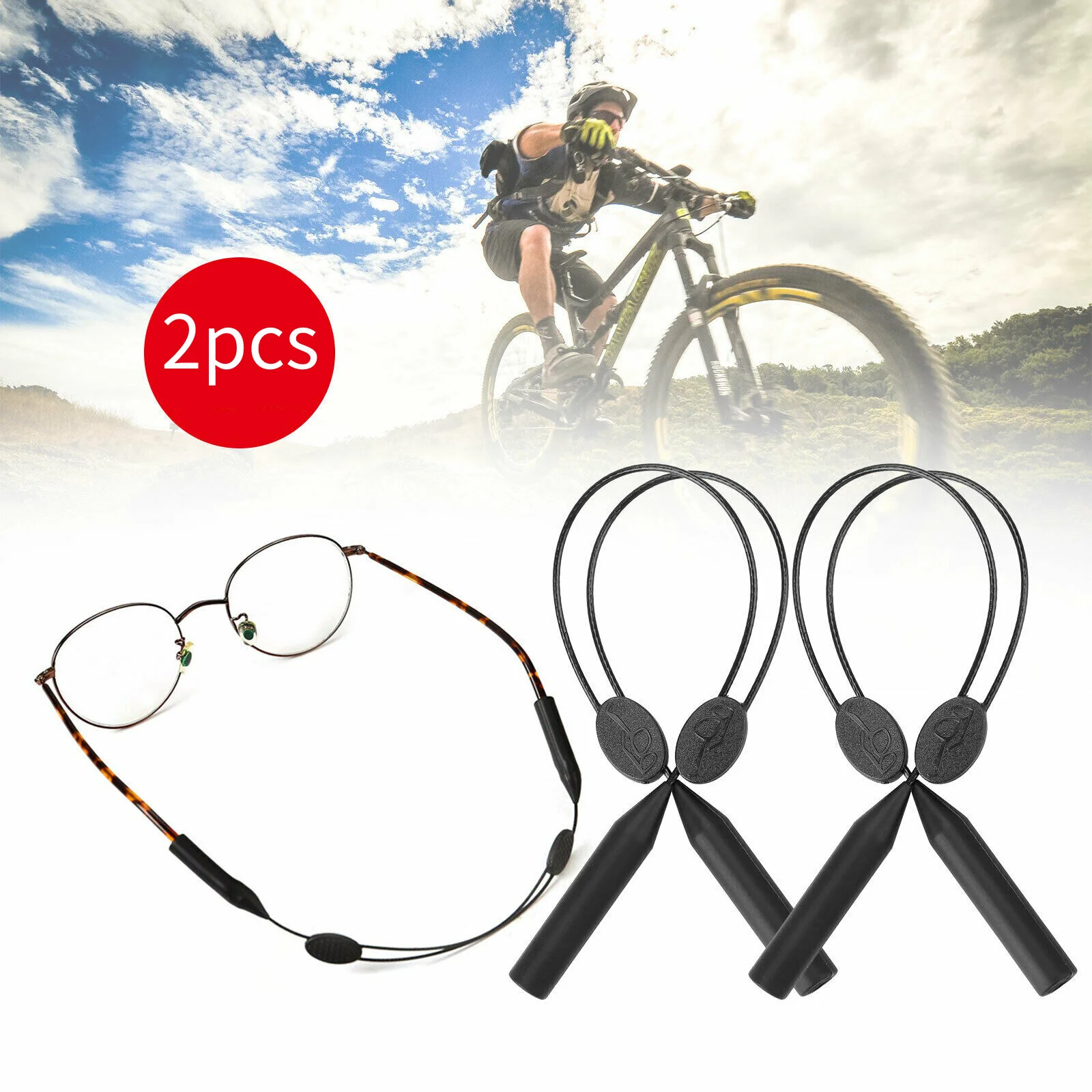 2Pc Sunglasses Cable Strap Neck No Tail Eyeglasses Retainer String Holder Sports 3