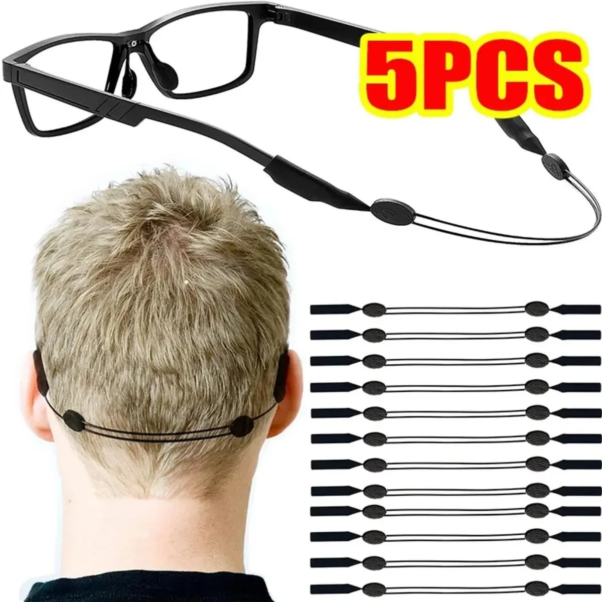 No Tail Adjustable Eyewear Retainer Cable Strap: Sunglasses Eyeglasses Glasses 4